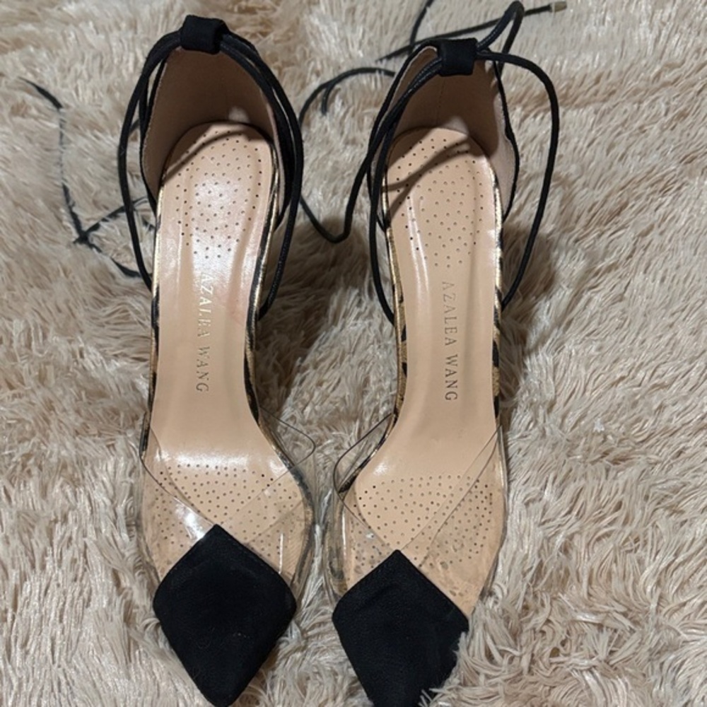 Azalea Wang Black and Clear Stiletto Heels